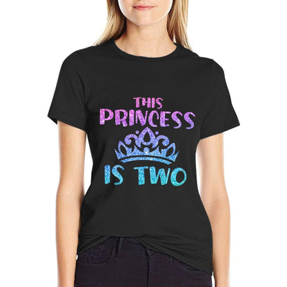 Kids 2nd Birthday Princess Theme Gift for Girls - 2 Year Old  Trendy Pattern T-Shirt