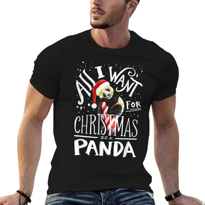 Panda Christmas Santa Hat Xmas Panda Lover  Heathered Texture T-Shirt