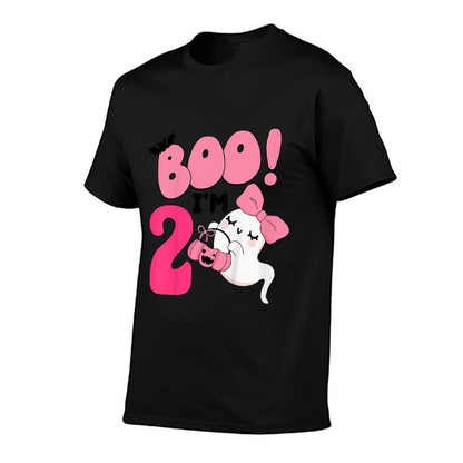Kids Boo I'm Two Years Old 2nd Birthday Cute Ghost Halloween  Easy-care T-Shirt
