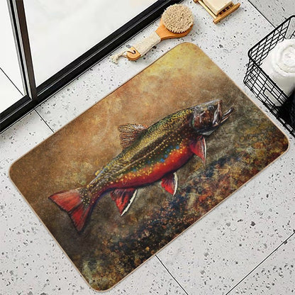 Spawning Male Brook Trout Illustration  Easy Maintenance Bath Mat