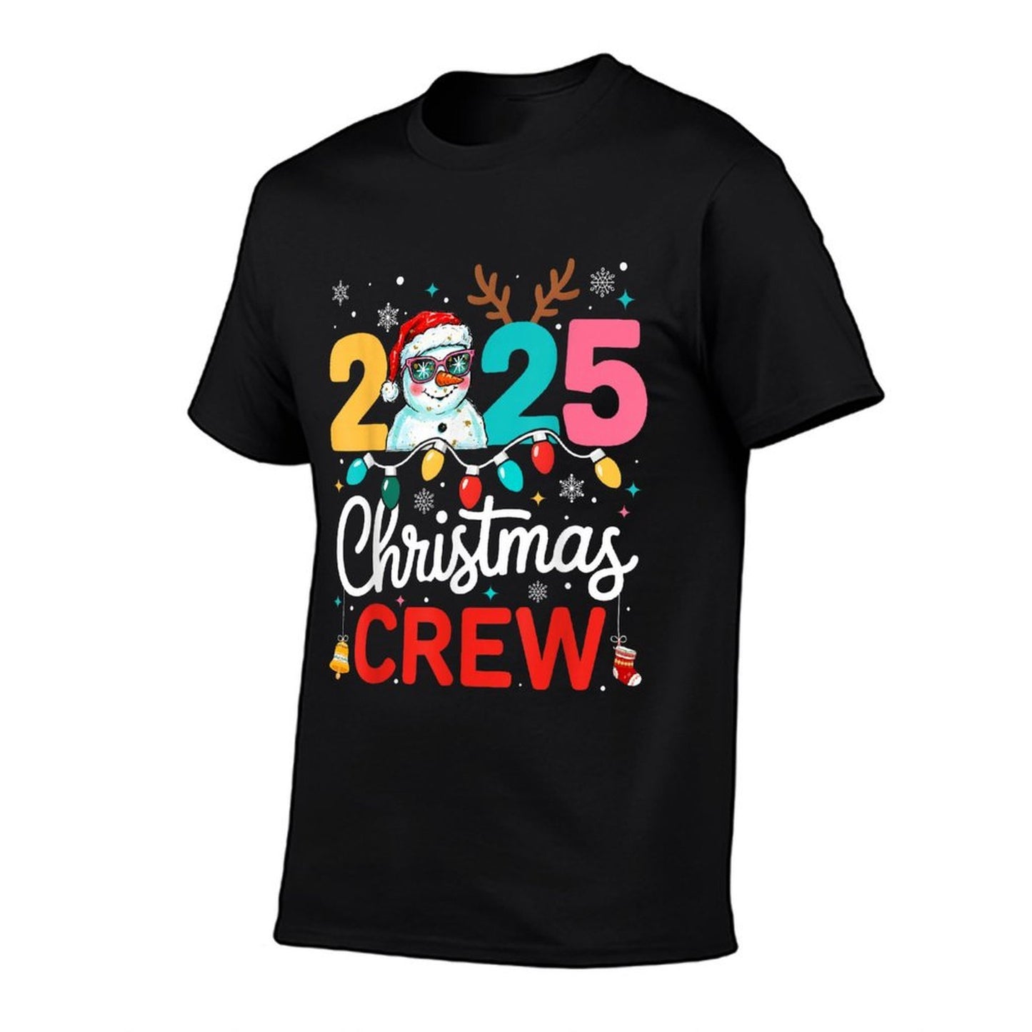 Merry Christmas Crew 2025 Snowman Reindeer Men Women Kid  Polyester Blend T-Shirt