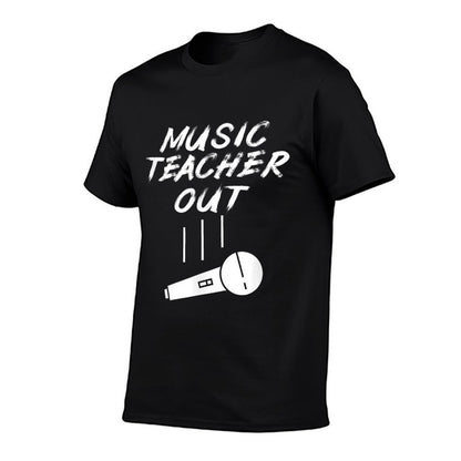 Retired Music Teacher Out Retirement Mic Drop End Of Year  Graphic-printed T-Shirt