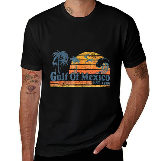Retro Gulf Of USA America Est 1550 American Flag Gulf Mexico Polyester Blend T-Shirt