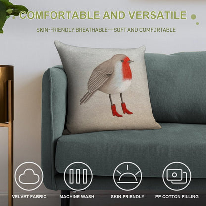 Robin Soft Hidden Zipper Throw Pillow