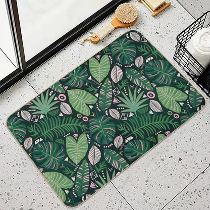 Aztec Jungle Leaves  Slip-Resistant Bath Mat