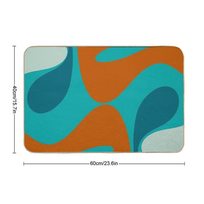 Groove Trip Teal Orange Turquoise Abstract Pattern  Toxin-Free Bath Mat