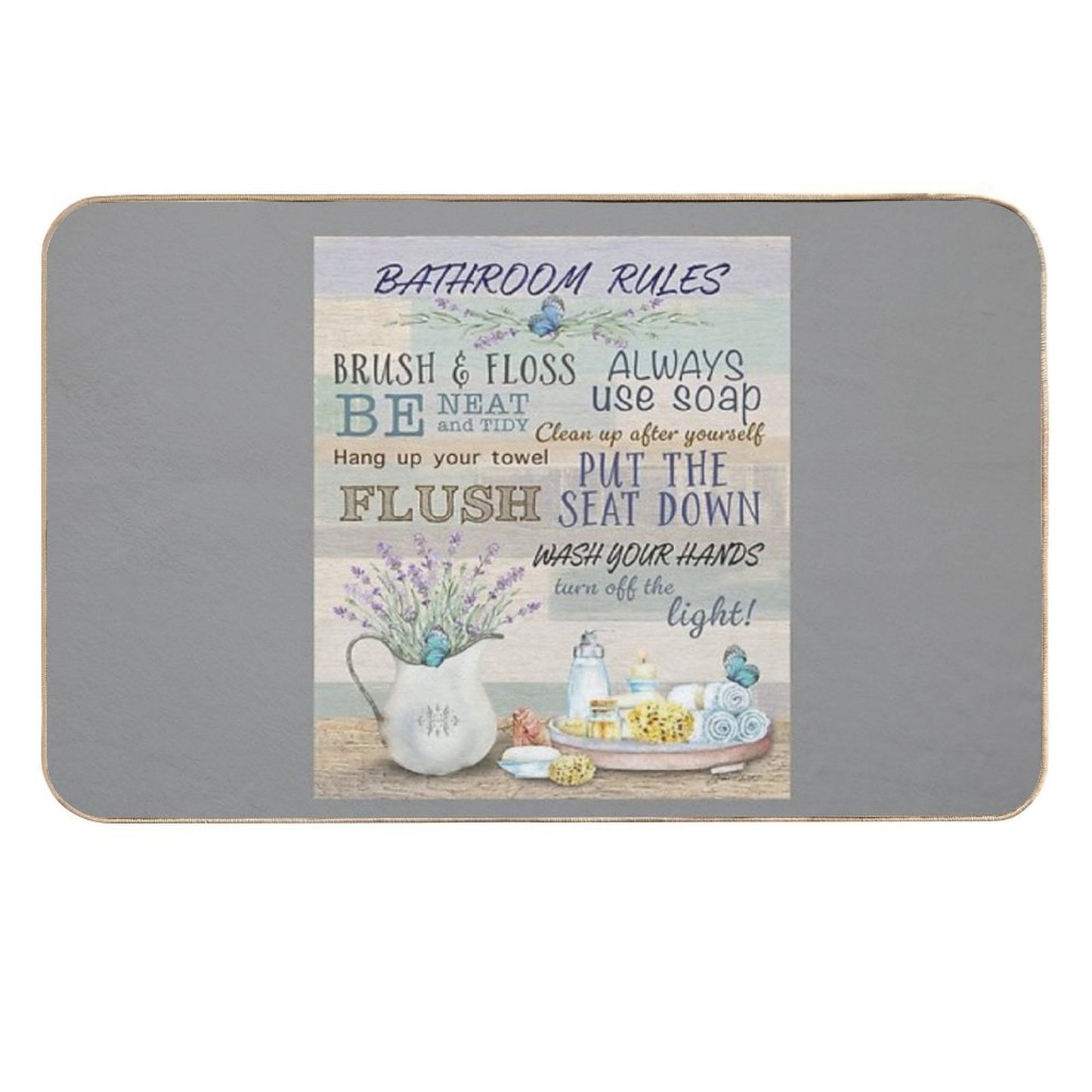Lavender Bathroom Rules  Repositionable Bath Mat