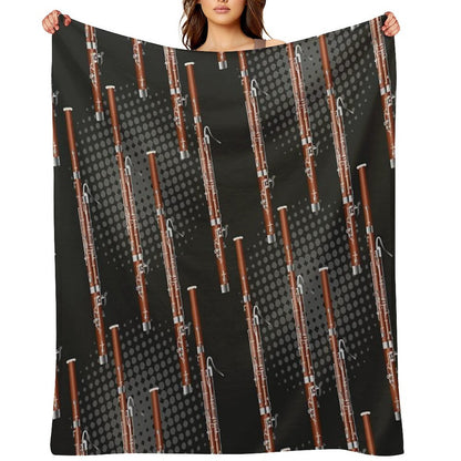 Bassoon on Black  Gray Machine-washable Throw Blanket