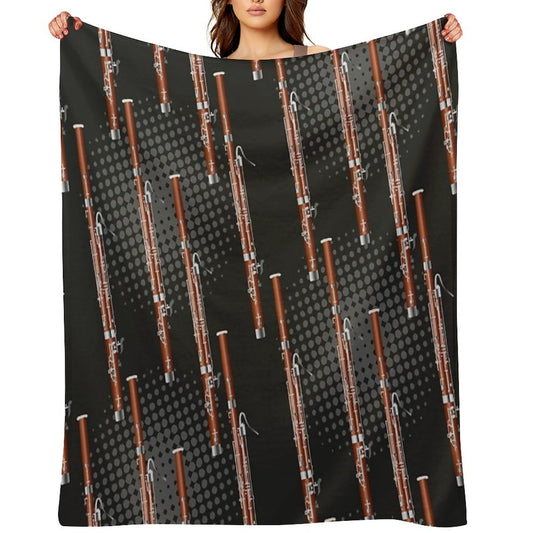 Bassoon on Black  Gray Machine-washable Throw Blanket