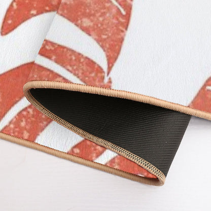 Terracotta Leaf - Monstera - Terracotta Abstract Print - Modern, Minimal, Contemporary Abstract  Stain-Proof Bath Mat