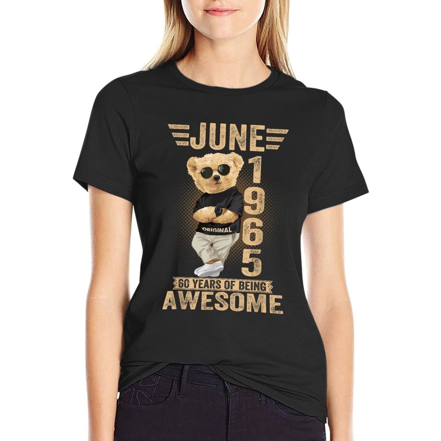June 60th Birthday Men Women 1965 Awesome Teddy Bear  Soft T-Shirt