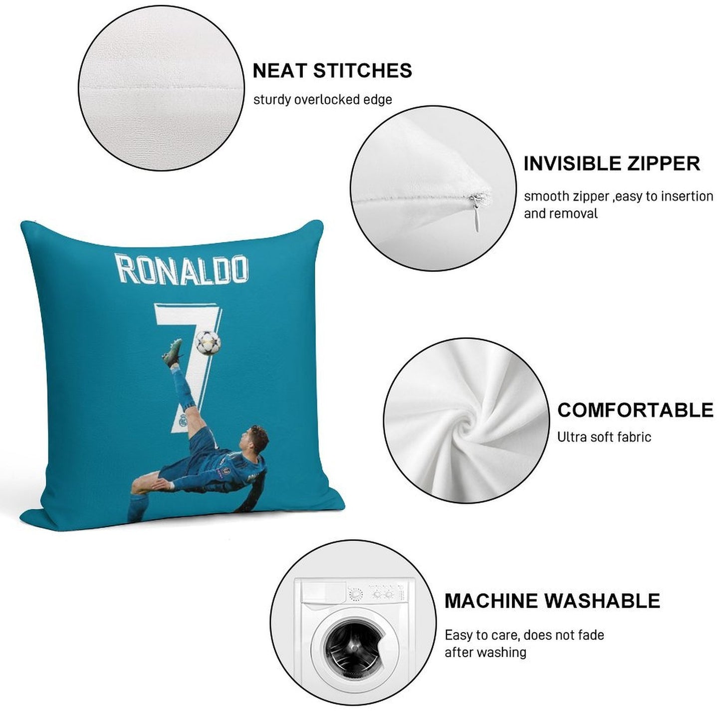 Ronaldo Overhead Kick Soft Gift Ready Throw Pillow