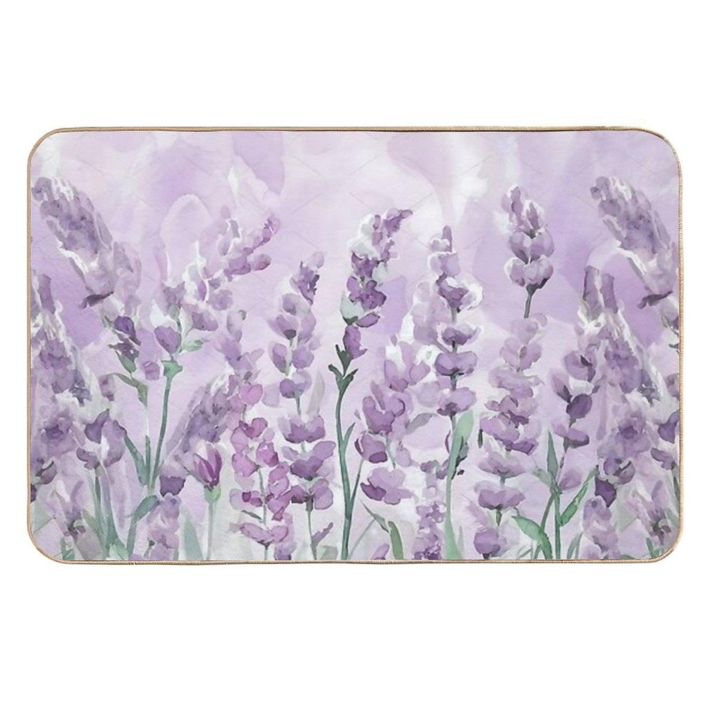 Tender Watercolor Lavender Flowers  Fade-Resistant Bath Mat