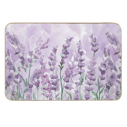 Tender Watercolor Lavender Flowers  Fade-Resistant Bath Mat