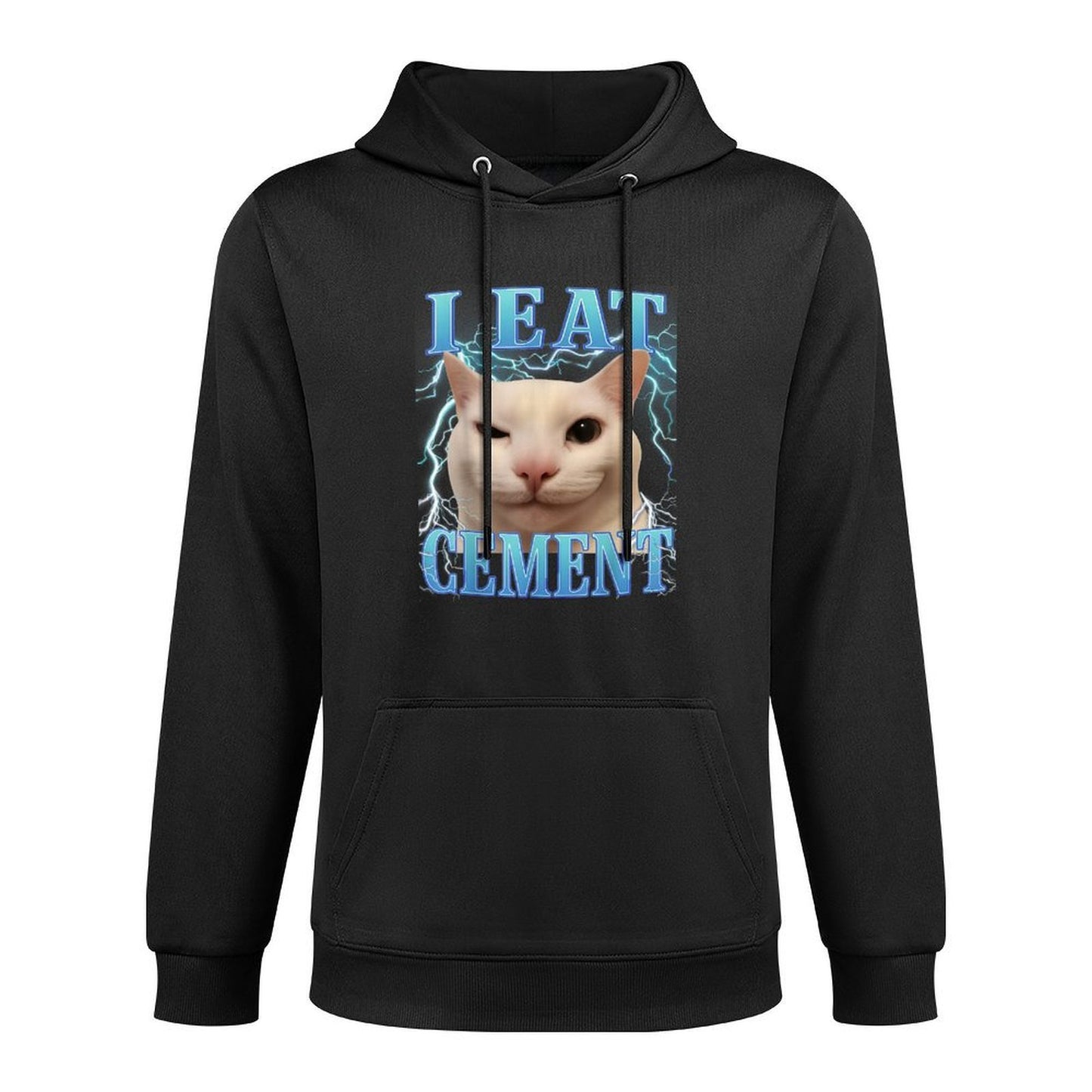 I Eat Cement Silly Cat Meme Funny Men Women Kids Graphic Unisex Design Hoodie