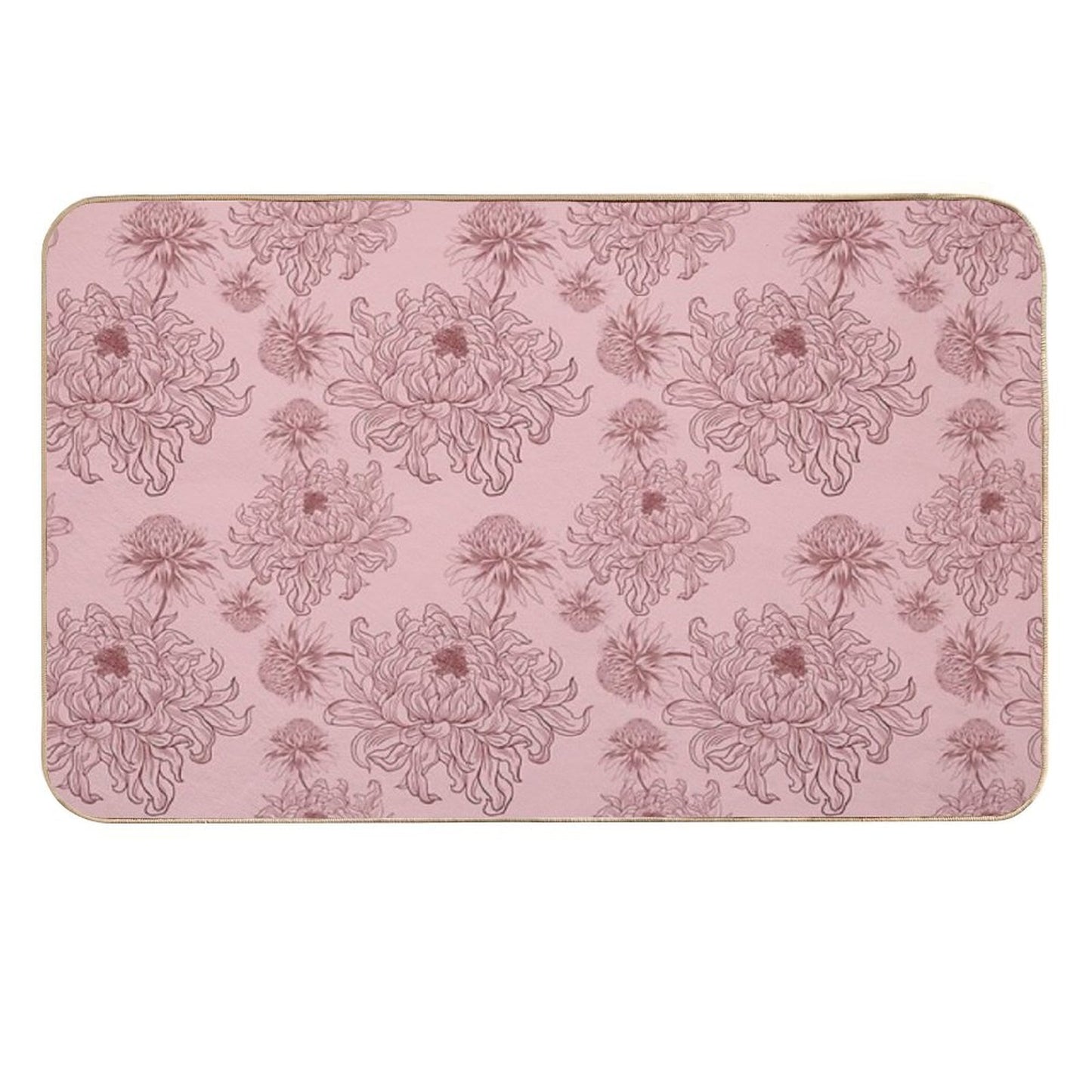 Vintage Floral Pattern on Soft Pink Background  Pet-Safe Bath Mat