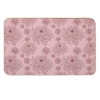 Vintage Floral Pattern on Soft Pink Background  Pet-Safe Bath Mat