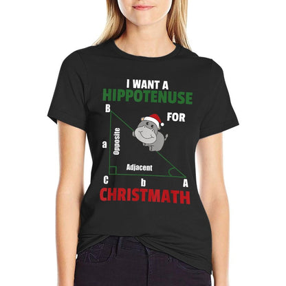 I Want A Hippotenuse For Christmas Cute Hippos  Slim-fit Cut T-Shirt