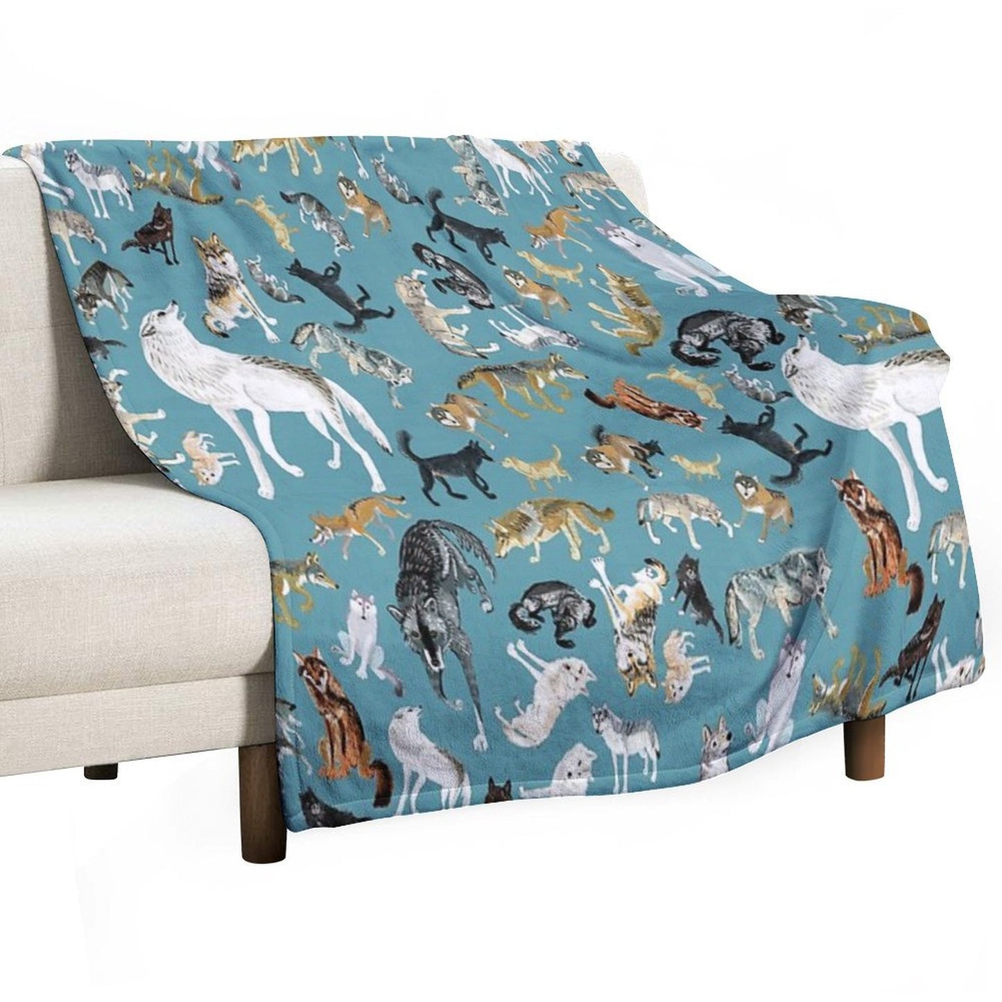 Wolves of The World Pattern 2 Durable Throw Blanket