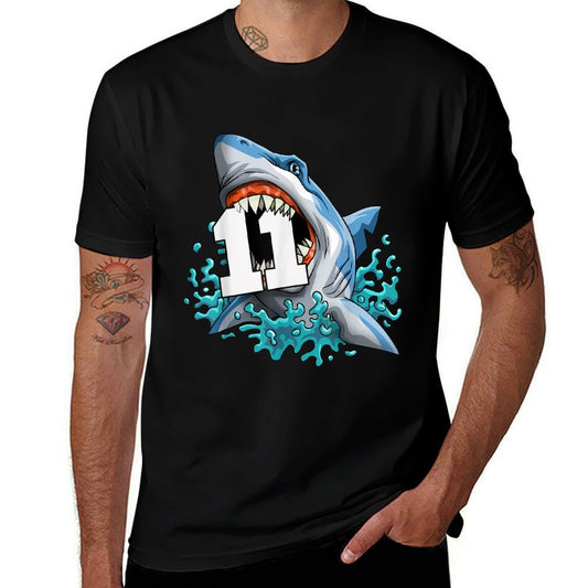 Kids Shark 11th Birthday Boy Funny Shark 11 Yrs Old Birthday  Odor-resistant T-Shirt