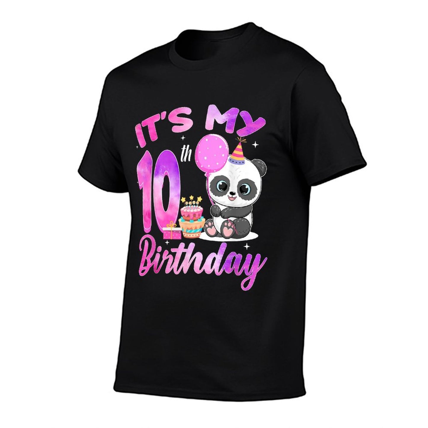 It's My 10th Birthday Cute Panda 10 Year Old Girl Party  Summer-ready Fabric T-Shirt