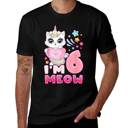 Birthday Girl 6 Years Old, Cat, Unicorn, 6th Birthday  Versatile T-Shirt