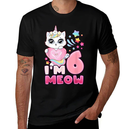 Birthday Girl 6 Years Old, Cat, Unicorn, 6th Birthday  Versatile T-Shirt