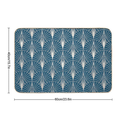 (Faux) Turquoise And (Faux) Silver Art Deco Pattern  Eco-Friendly Bath Mat