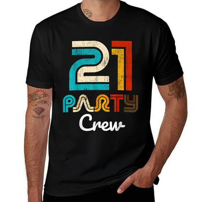 21 Party Crew - 21 Year Old Vintage 2002 21st Birthday Gift  Rolled Sleeves T-Shirt