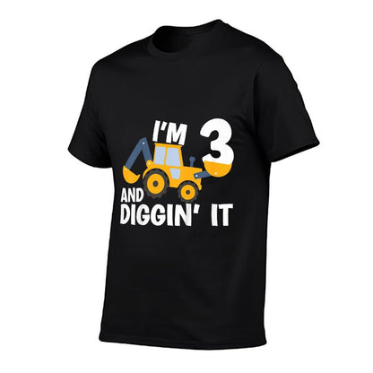 I'm 3 And Digging It Construction Excavator 3rd Birthday Comfortable T-Shirt