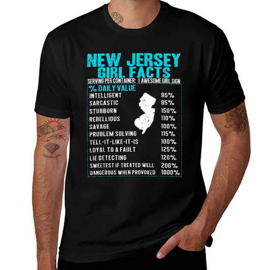 New Jersey Girl Facts Funny Birthday Gift Born in New Jersey  High-quality Stitching T-Shirt