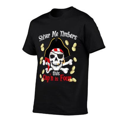 Kids 4 Year Old Pirate Birthday Party Gift for Girl Boy  Trendy Pattern T-Shirt