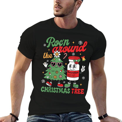 Groovy Rocn Around The Christmas Tree Nurse Men Women Kids  Cotton T-Shirt