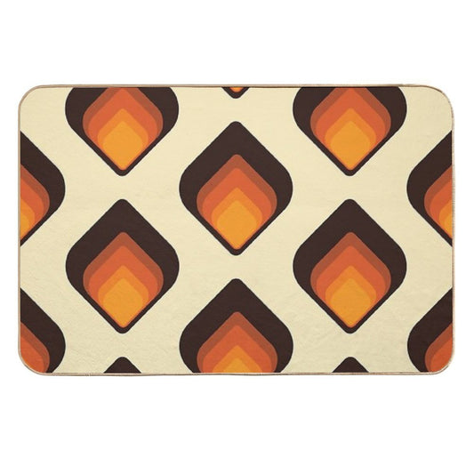 Mid-Century Modern Orange And Brown Tear Drop  Absorbent Bath Mat