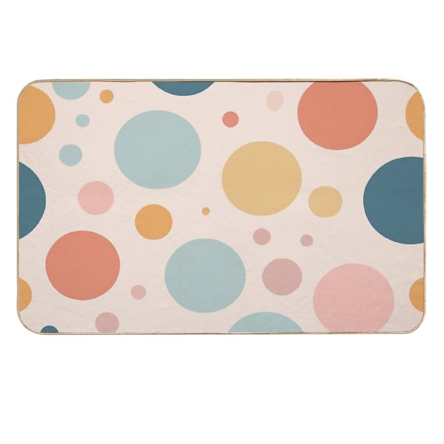 A Design of A Polka Dots Pattern in Soft Pastel Colors with A Gentle, Subtle Arrangement of Dots.  Rapid-Drying Bath Mat
