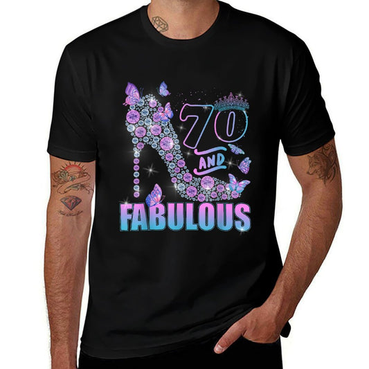 Butterflies High Heels 70 & Fabulous 70th Birthday  Trendy Pattern T-Shirt