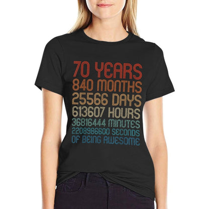 70 Years Of Being Awesome Birthday Countdown 70th Birthday  Graphic-printed T-Shirt