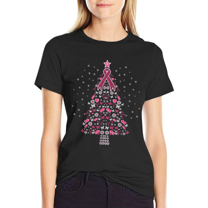 Breast Cancer Christmas Tree Breast Cancer Awareness  Vintage-inspired T-Shirt