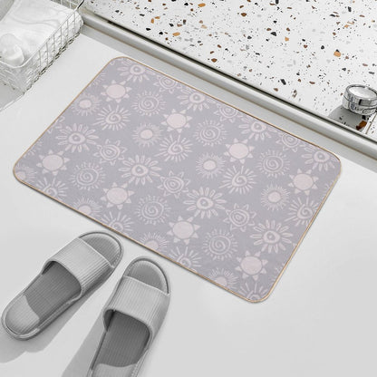 Magical Sun Bohemian Dreamy Aesthetic In Muted Colors Blue Gray  Absorbent Bath Mat
