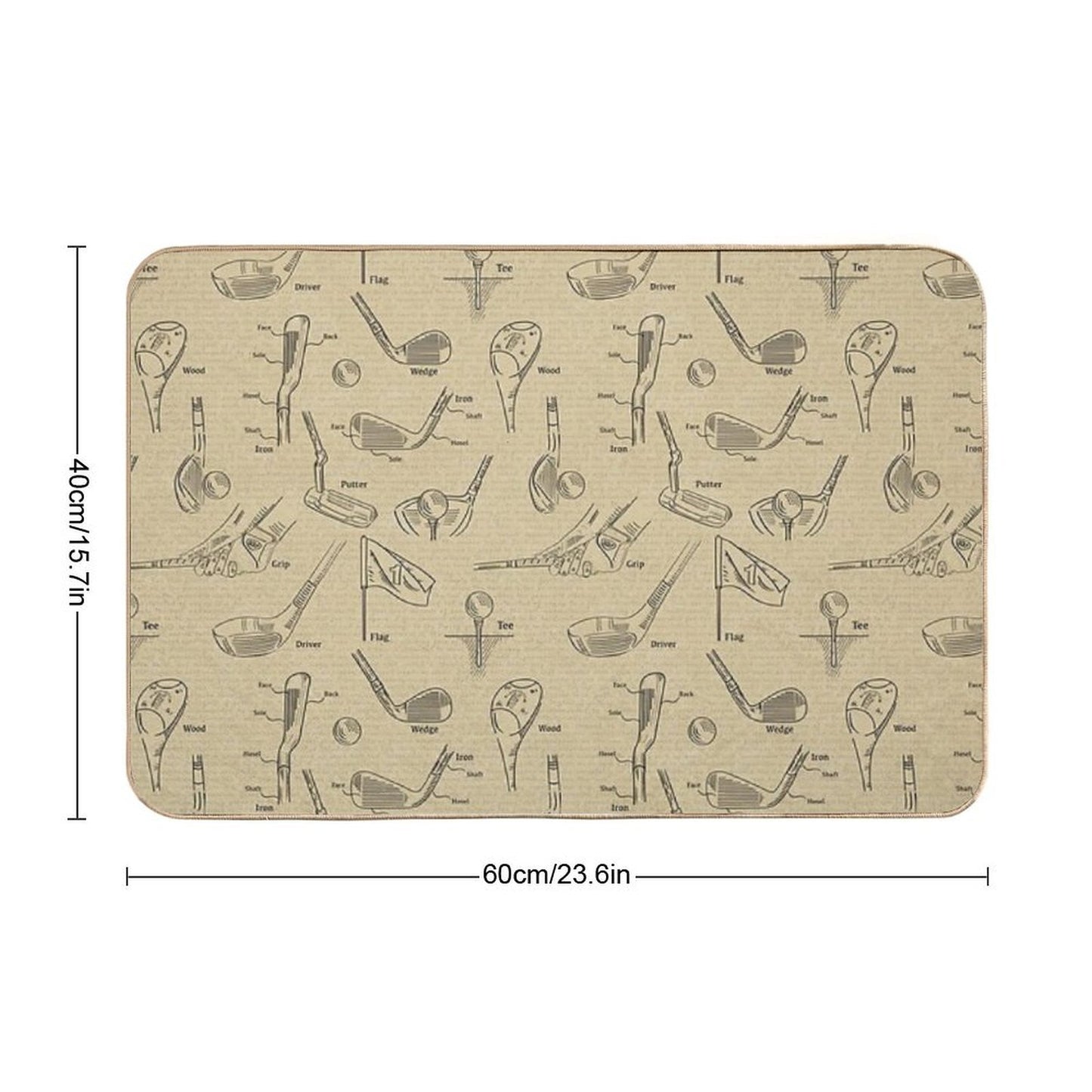 Golf  Vintage  Sepia  Toxin-Free Bath Mat