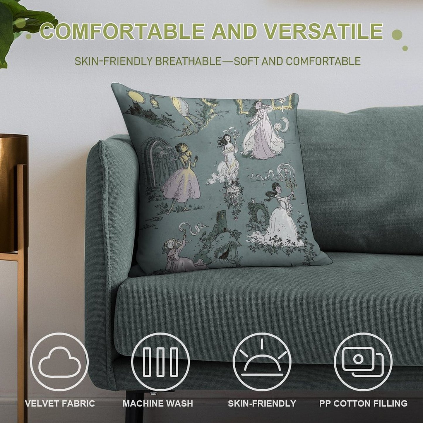 Girls Running From Houses Soft Ultra-Soft Texture Throw Pillow