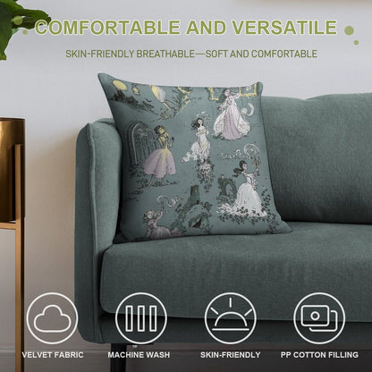 Girls Running From Houses Soft Ultra-Soft Texture Throw Pillow