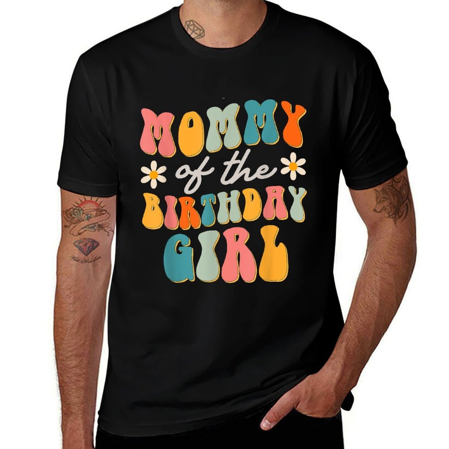 Mommy Of The Birthday Girl Groovy Themed Mother Mama Mom  Stretchy T-Shirt