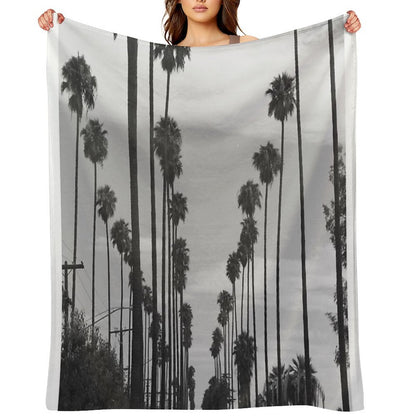 Vintage Black & White California Palm Trees Photo Durable Throw Blanket