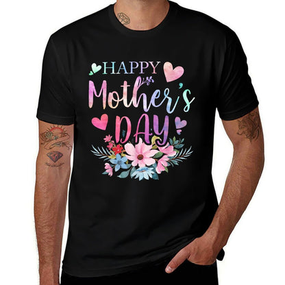 Happy Mother's Day With Floral Mom Mommy Grandma  Graphic-printed T-Shirt