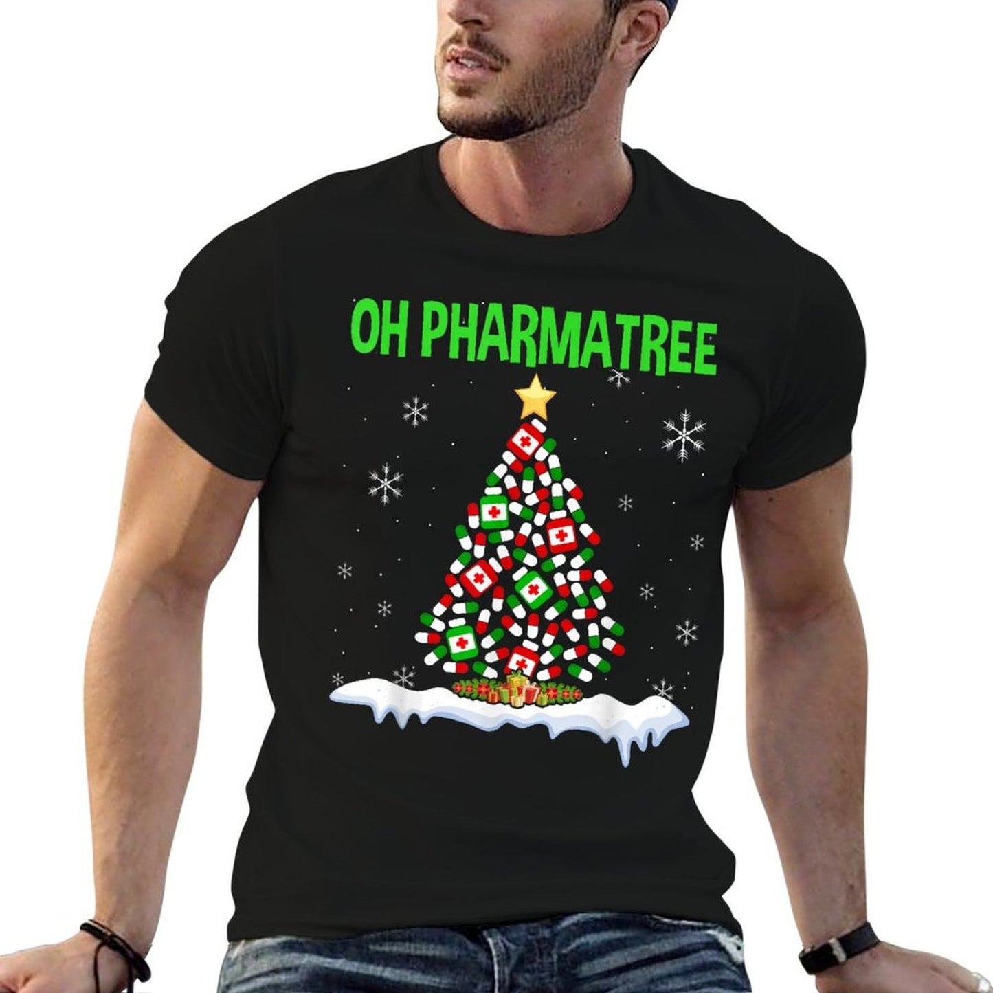 Oh Pharmatree Christmas Tree Pharmacy Medication Pharmacist  Slim-fit Cut T-Shirt