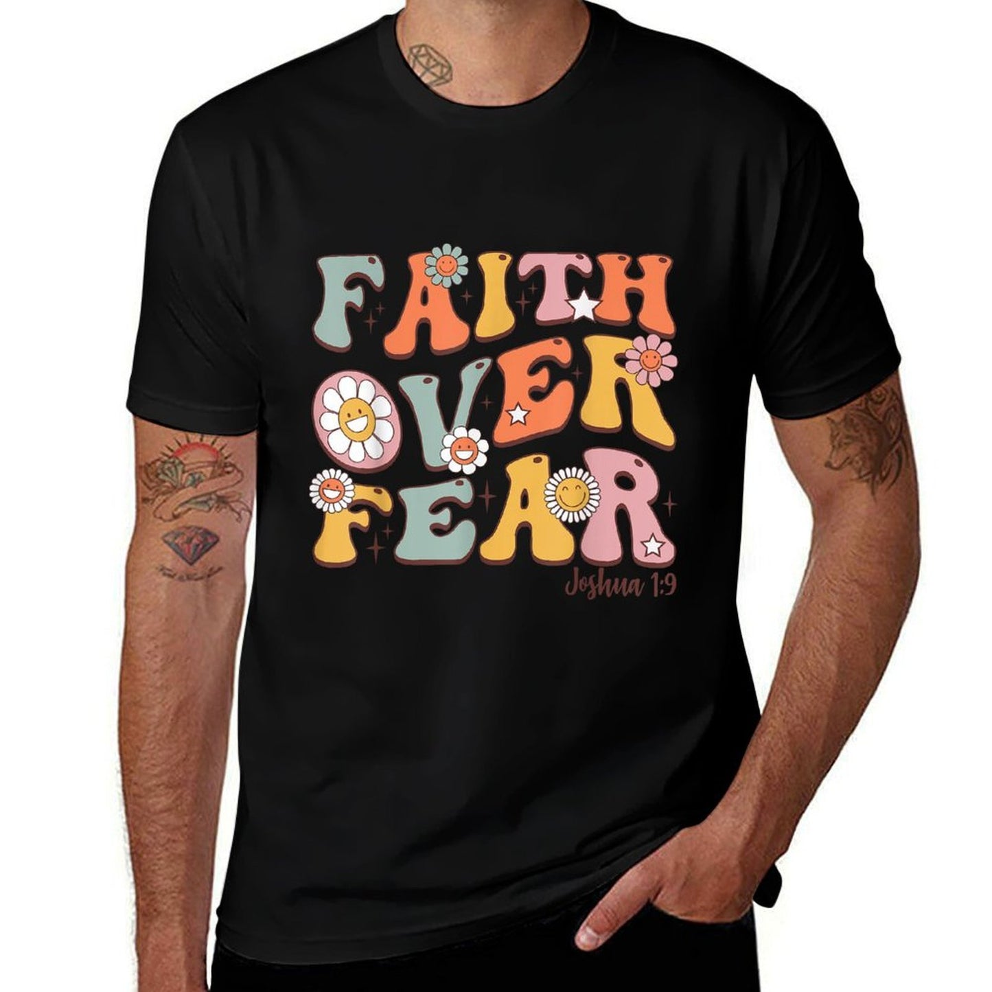 Christian-Shirt Girls Faith Over Fear Cute Jesus Kids Youth  Moisture-wicking T-Shirt