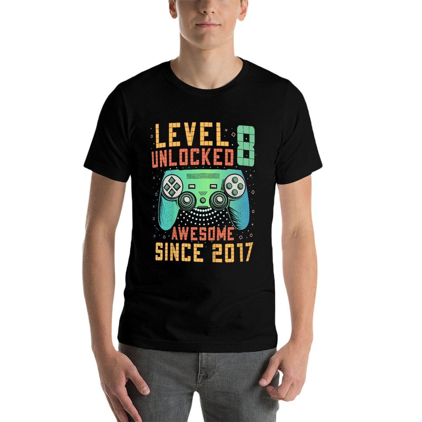 Kids Level 8 Unlocked 8th Birthday 8 Year Old Boy Gifts Gaming  Graphic-printed T-Shirt