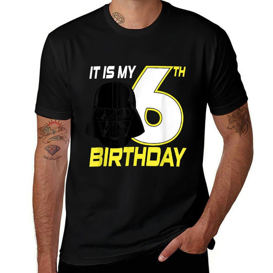 Star Wars Darth Vader 6th Birthday  Rolled Sleeves T-Shirt