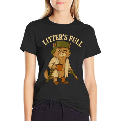 Litter’s Full Funny Cat Lovers Christmas Xmas Grumpy Humor  Stretchy T-Shirt